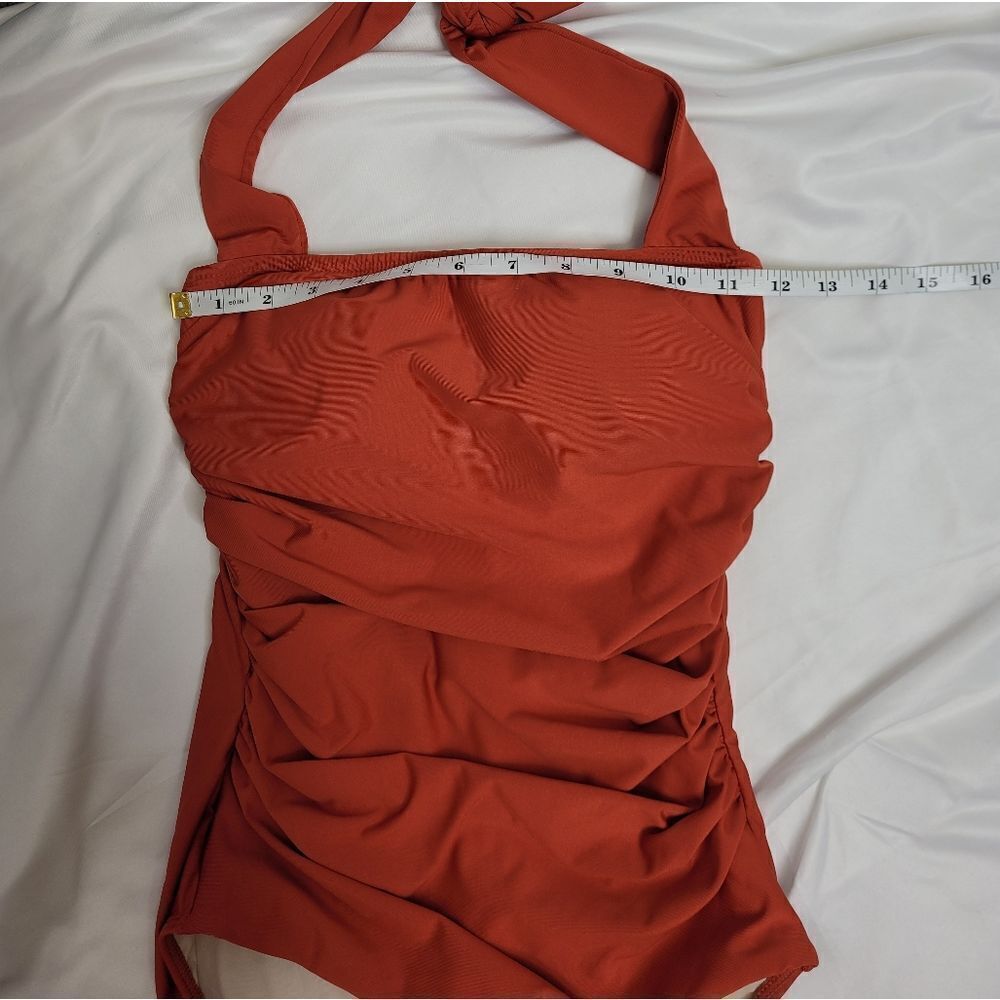 NEW Hermoza fire‎ orange halter tie Marilyn one piece tummy control swimsuit 4 - Picture 9 of 13